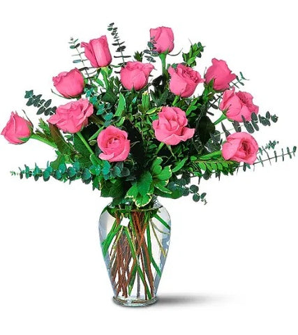 Dozen Hot Pink Roses